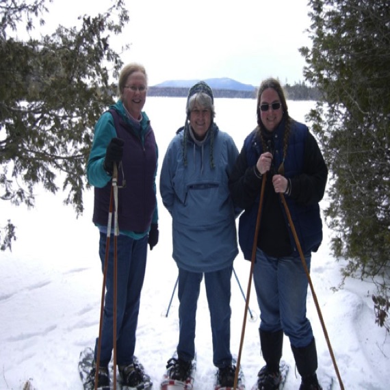 Snowshoeing on the pond